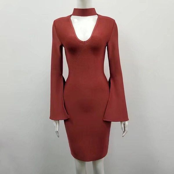 casual dresses brown long flare sleeve rayon bandage dress elegant party, Black;gray
casual dresses brown long flare sleeve rayon bandage dress elegant party, Black;gray