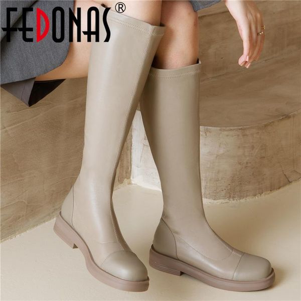 boots fedonas autumn winter women knee high fashion splicing genuine leather concise casual low heels shoes woman brand classic, Black
boots fedonas autumn winter women knee high fashion splicing genuine leather concise casual low heels shoes woman brand classic, Black