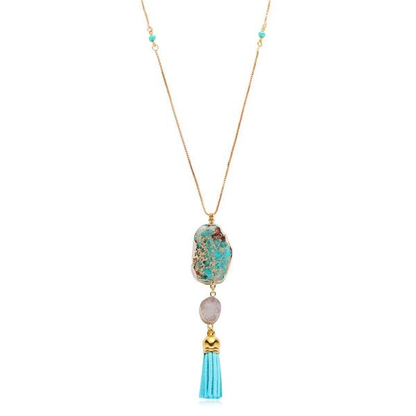 pendant necklaces design irregular blue natural stone necklace handmade gold chain sweater druzy long tassel for women, Silver
pendant necklaces design irregular blue natural stone necklace handmade gold chain sweater druzy long tassel for women, Silver