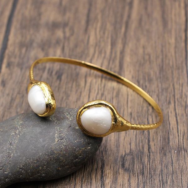 guaiguai jewelry natural white keshi pearl real yellow gold color plated bangle bracelet adjustable for women, Black
guaiguai jewelry natural white keshi pearl real yellow gold color plated bangle bracelet adjustable for women, Black