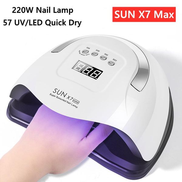 nail dryers sun x7 max 220w lamp intelligent 57 uv/led dual light quick dry gel dryer professional potherapy manicure
nail dryers sun x7 max 220w lamp intelligent 57 uv/led dual light quick dry gel dryer professional potherapy manicure