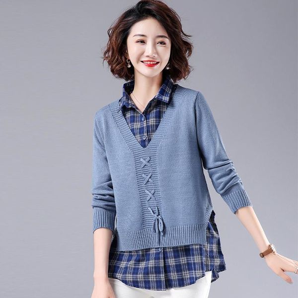 qpfjqd autumn 2021 new plaid stitching fake two-piece knitted wool cotton with long-sleeved shirt loose-fitting blouse women, White
qpfjqd autumn 2021 new plaid stitching fake two-piece knitted wool cotton with long-sleeved shirt loose-fitting blouse women, White