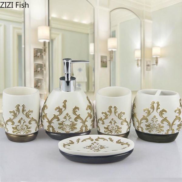 bath accessory set bathroom five-piece suit lotion bottle toothbrush cup wedding gifts european style household resin supplies
bath accessory set bathroom five-piece suit lotion bottle toothbrush cup wedding gifts european style household resin supplies