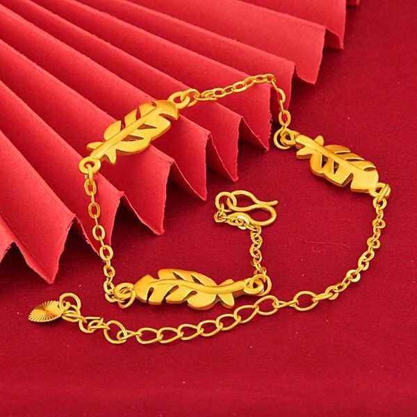 link, chain women fashion elegant creative design wing charms bracelets 24k gold link feather sand bohemia bracelet, Black
link, chain women fashion elegant creative design wing charms bracelets 24k gold link feather sand bohemia bracelet, Black
