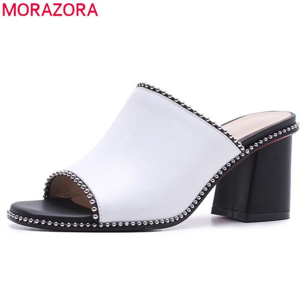 dress shoes morazora 2021 est genuine leather women sandals rivet fashion 7cm high heels summer mules ladies, Black
dress shoes morazora 2021 est genuine leather women sandals rivet fashion 7cm high heels summer mules ladies, Black