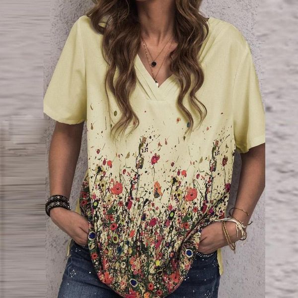 women's blouses & shirts women elegant floral print v-neck blouse 2021 summer short sleeve pullover casual plus size blusa streetwear, White
women's blouses & shirts women elegant floral print v-neck blouse 2021 summer short sleeve pullover casual plus size blusa streetwear, White