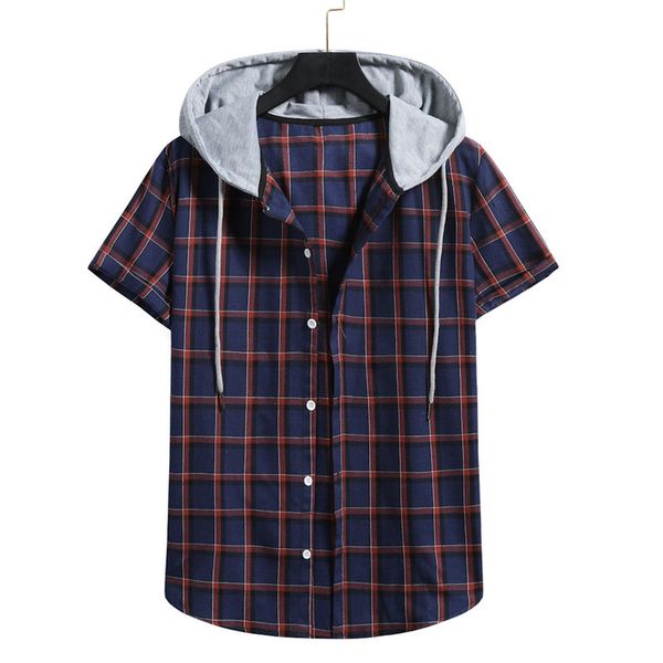 new hooded short-sleeved shirt men's comfortable plaid print t-shirt french cuff shirts for men 2021#g30, White;black
new hooded short-sleeved shirt men's comfortable plaid print t-shirt french cuff shirts for men 2021#g30, White;black