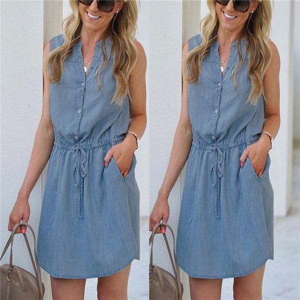 casual dresses buckle sashes lace-up sleeveless sweety denim dress women button knee-length jeans blue office lady, Black;gray
casual dresses buckle sashes lace-up sleeveless sweety denim dress women button knee-length jeans blue office lady, Black;gray