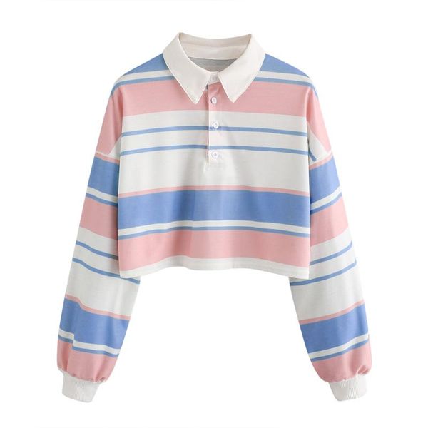 women's t-shirt women casual stripe long sleeve tshirt button turn-down collar sweatshirt fashion poleras mujer #py, White
women's t-shirt women casual stripe long sleeve tshirt button turn-down collar sweatshirt fashion poleras mujer #py, White