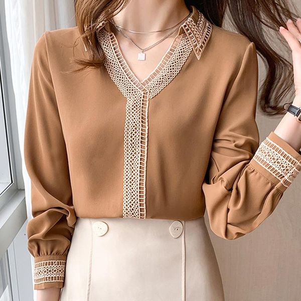 women's blouses & shirts blusas mujer de moda 2021 hollow out autumn women chiffon blouse shirt long sleeve turn down collar woman clot, White
women's blouses & shirts blusas mujer de moda 2021 hollow out autumn women chiffon blouse shirt long sleeve turn down collar woman clot, White