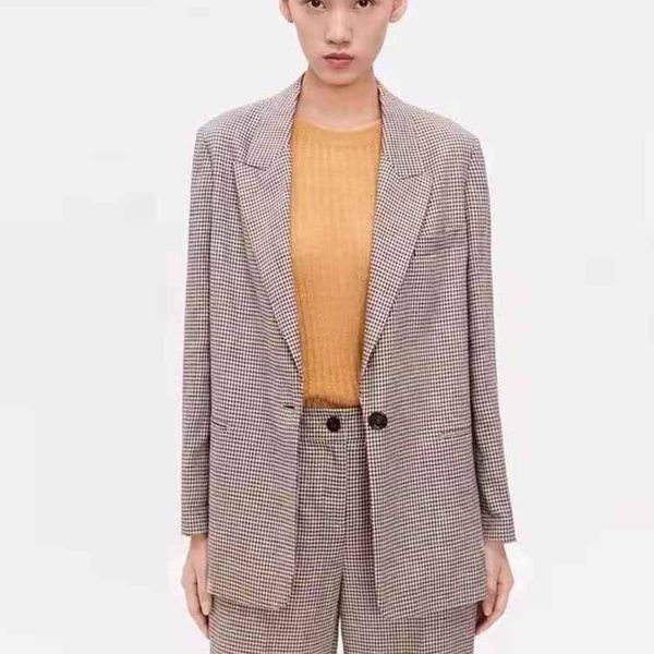 women's suits & blazers 2022 autumn and winter houndstooth one button simple loose linen cotton blend small suit women, White;black
women's suits & blazers 2022 autumn and winter houndstooth one button simple loose linen cotton blend small suit women, White;black