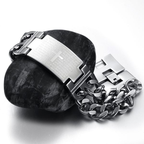 chain titanium steel anti-allergy quality wrist bracelet cross english bible on the lord's prayer book religious, Black
chain titanium steel anti-allergy quality wrist bracelet cross english bible on the lord's prayer book religious, Black
