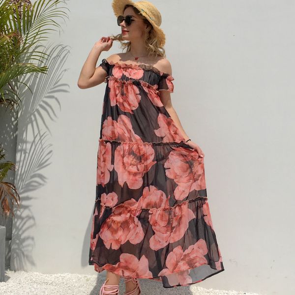 2021 new off shoulder beach summer women slash neck floral print ruffles chiffon boho maxi long tunic casual holiday es f0jm, Black;gray
2021 new off shoulder beach summer women slash neck floral print ruffles chiffon boho maxi long tunic casual holiday es f0jm, Black;gray