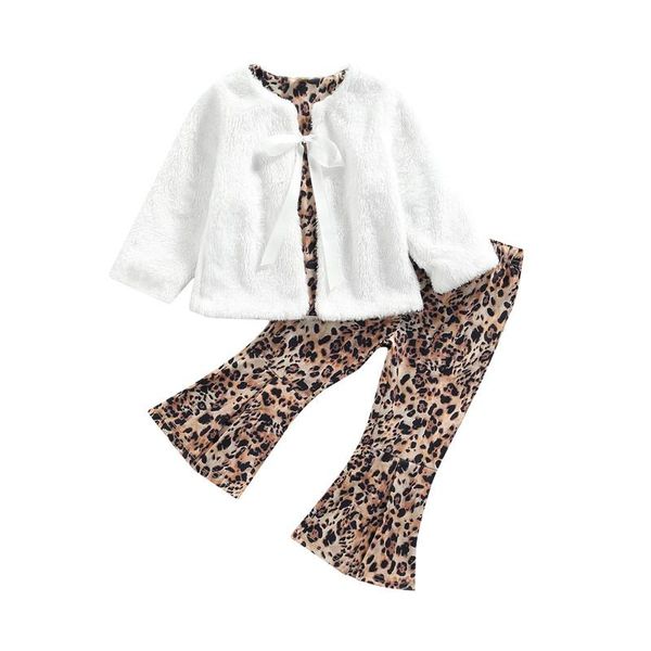 clothing sets 2 pieces kids suit set, leopard print long sleeve cardigan+ flared trousers for toddler girls 2-7 years, White
clothing sets 2 pieces kids suit set, leopard print long sleeve cardigan+ flared trousers for toddler girls 2-7 years, White