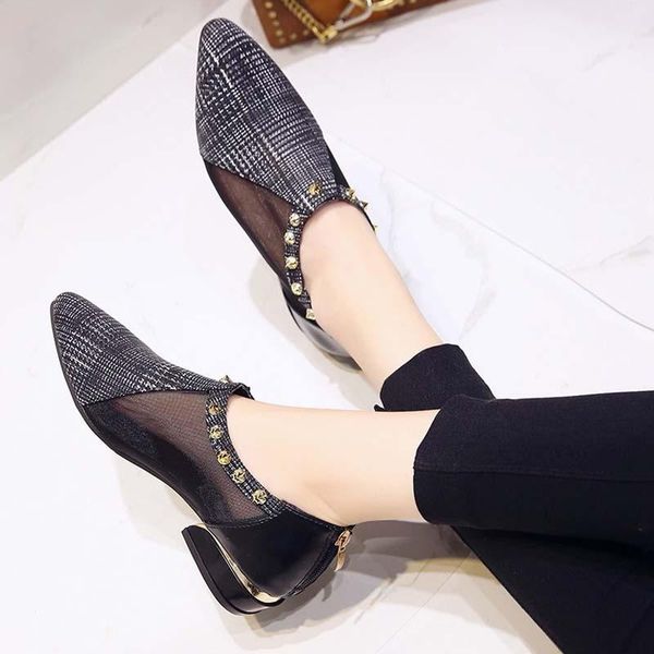 dress shoes british style designer woman pump mesh hollow out ladies zipper rivet pointed toe women shoe 2021 autumn fashion, Black
dress shoes british style designer woman pump mesh hollow out ladies zipper rivet pointed toe women shoe 2021 autumn fashion, Black