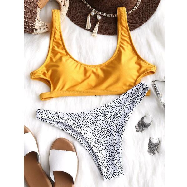 women's swimwear 2pcs women swimsuits bikini set push-up padded high waist dot print hollow backless split thong beachwear 2021, White;black
women's swimwear 2pcs women swimsuits bikini set push-up padded high waist dot print hollow backless split thong beachwear 2021, White;black