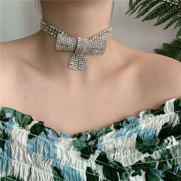 hbp fashionable full diamond geometric bow choker necklace ins light luxury personality exaggerated clavicle neck chain women's fashion, Silver
hbp fashionable full diamond geometric bow choker necklace ins light luxury personality exaggerated clavicle neck chain women's fashion, Silver