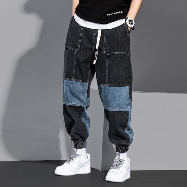 2021 new japanese style fashion men jeans loose fit spliced designer plaid denim cargo pants wide leg trousers streetwear hip hop joggers 4z, Blue
2021 new japanese style fashion men jeans loose fit spliced designer plaid denim cargo pants wide leg trousers streetwear hip hop joggers 4z, Blue
