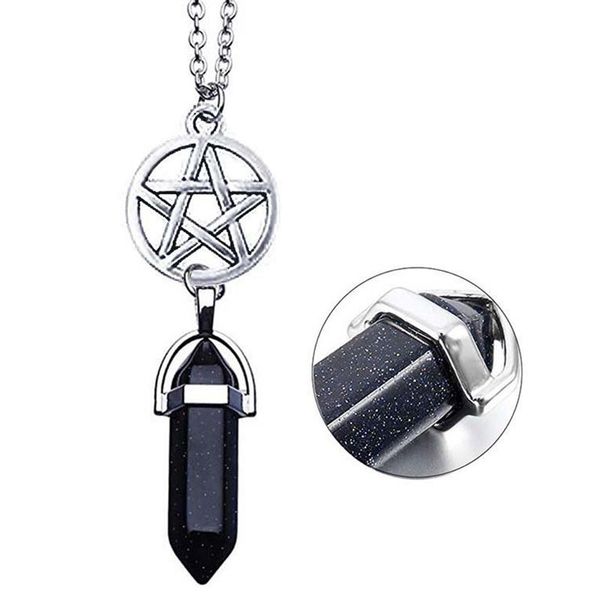 pendant necklaces fashion pentagram star chakra stones necklace for women supernatural vintage jewelry wicca witchcraft goth satan, Silver
pendant necklaces fashion pentagram star chakra stones necklace for women supernatural vintage jewelry wicca witchcraft goth satan, Silver