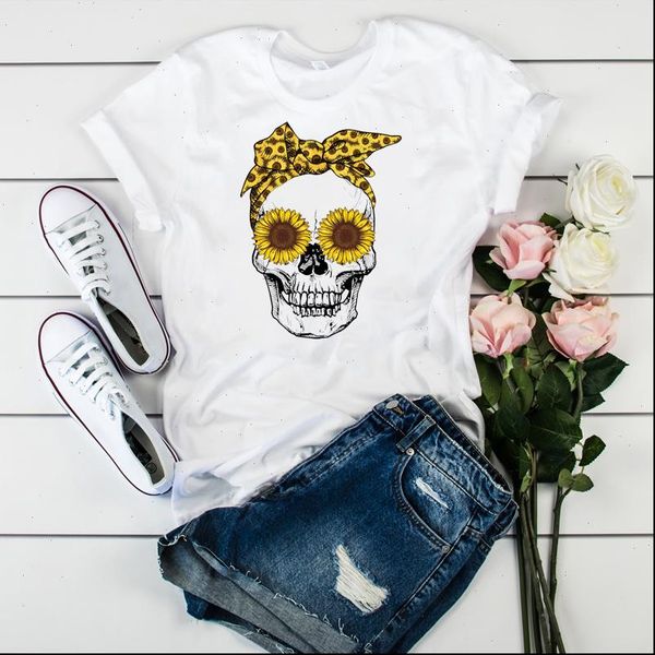 women lady t shirt sunflower smile skull printed tshirt ladies short sleeve tee shirt women female clothes graphic t shirt, White
women lady t shirt sunflower smile skull printed tshirt ladies short sleeve tee shirt women female clothes graphic t shirt, White