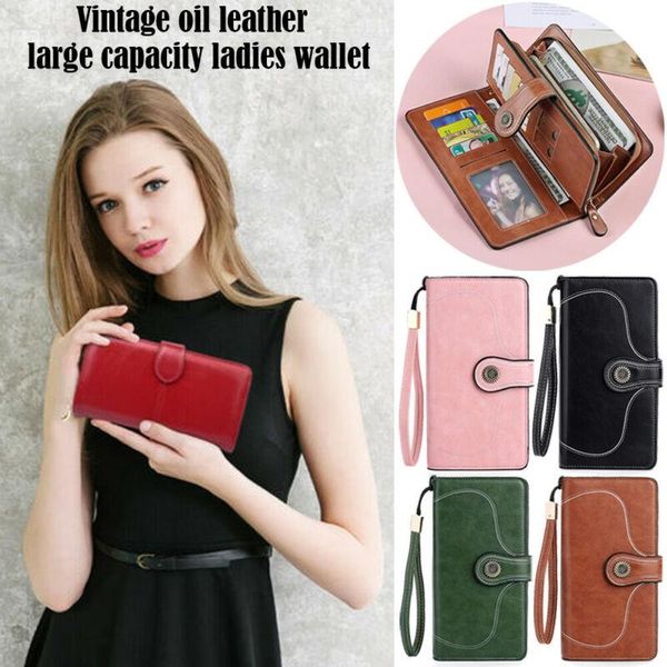 wallets women vintage oil leather large capacity wallet zipper purse long handbags bags, Red;black
wallets women vintage oil leather large capacity wallet zipper purse long handbags bags, Red;black