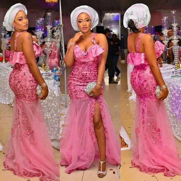 aso ebi side split prom dresses with straps lace appliques vestidos de fiesta see through mermaid evening gowns ruffles, Black
aso ebi side split prom dresses with straps lace appliques vestidos de fiesta see through mermaid evening gowns ruffles, Black