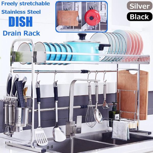 kitchen storage & organization 60-90cm adjustable 304 stainless steel shelf over the sink dish drying rack holder draining counterorgani
kitchen storage & organization 60-90cm adjustable 304 stainless steel shelf over the sink dish drying rack holder draining counterorgani