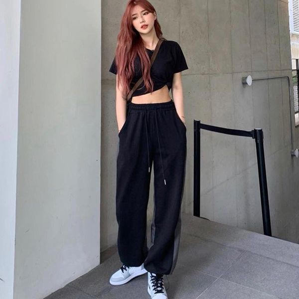 women's pants & capris black and gray two-tone front rear stitching casual wide-leg high waist slimming slim fit ankle banded, Black;white
women's pants & capris black and gray two-tone front rear stitching casual wide-leg high waist slimming slim fit ankle banded, Black;white