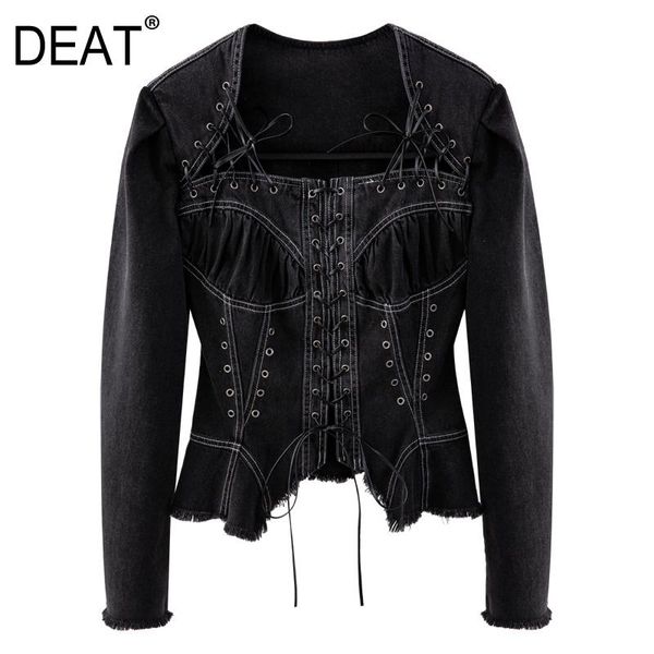 women's jackets deat slim fit jacket square neck long sleeve women black patchwork hollow out hole belt coat fashion tide summer 2021 7, Black;brown
women's jackets deat slim fit jacket square neck long sleeve women black patchwork hollow out hole belt coat fashion tide summer 2021 7, Black;brown