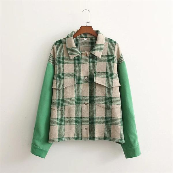 women's jackets woman vintage green plaid patchwork shirt 2021 autumn female single breasted outwear ladies turndown collar outerwear, Black;brown
women's jackets woman vintage green plaid patchwork shirt 2021 autumn female single breasted outwear ladies turndown collar outerwear, Black;brown