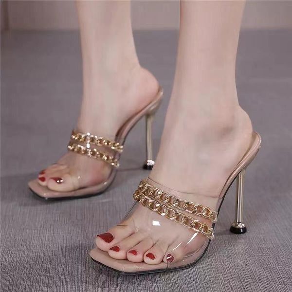 sandals fashion women's high heels transparent women dress shoes thin chain pumps slippers zapatillas mujer, Black
sandals fashion women's high heels transparent women dress shoes thin chain pumps slippers zapatillas mujer, Black