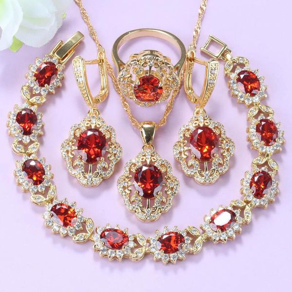 earrings & necklace 10-colors red garnet dangle bracelet and ring gold colors women costume flower jewelry sets, Silver
earrings & necklace 10-colors red garnet dangle bracelet and ring gold colors women costume flower jewelry sets, Silver