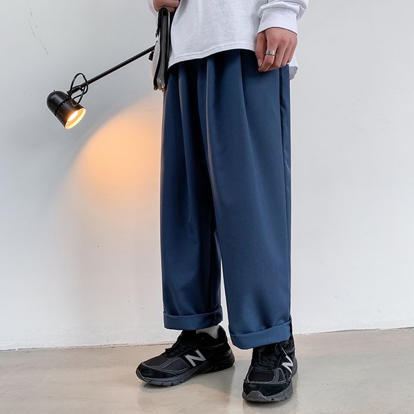 2021 new men's wide leg blue/black/brown casual loose fashion suit pants high-grade fabrics western-style trousers m-2xl p83y