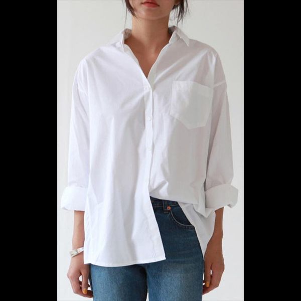 women's t-shirt lange mouw knoppen wit vrouwen streetwear tee tshirt vintage casual losse mode kraag plus size, White
women's t-shirt lange mouw knoppen wit vrouwen streetwear tee tshirt vintage casual losse mode kraag plus size, White