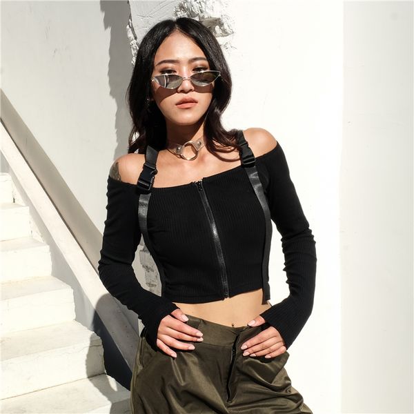 punk long sleeve tshirt women casual off shoulder crop t shirt harajuku patchwork strap streetwear tees shirts, White
punk long sleeve tshirt women casual off shoulder crop t shirt harajuku patchwork strap streetwear tees shirts, White
