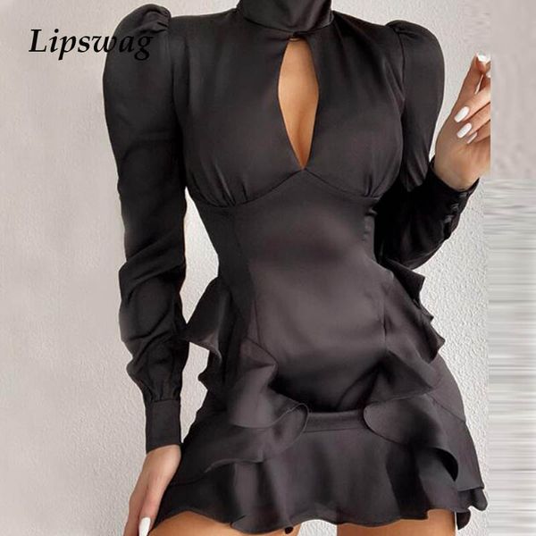 women hollow out solid mini dress 2021 spring puff sleeve ruffle party dress elegant turtleneck ladies office satin dresseshigh quality, Black;gray
women hollow out solid mini dress 2021 spring puff sleeve ruffle party dress elegant turtleneck ladies office satin dresseshigh quality, Black;gray