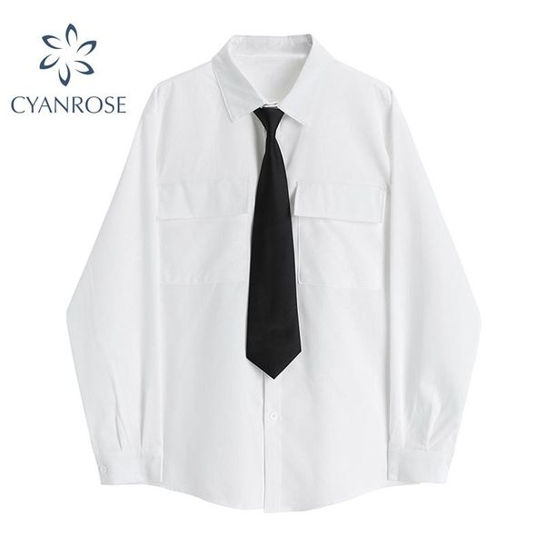 women's blouses & shirts oversized boyfriend tie and for ladies with long sleeve streetwear student 2021 basic white&black tide women
women's blouses & shirts oversized boyfriend tie and for ladies with long sleeve streetwear student 2021 basic white&black tide women