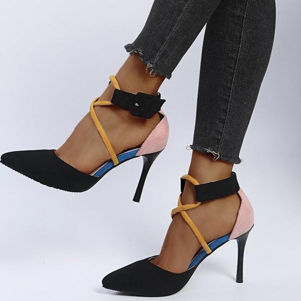 dress shoes 2021 stiletto suede pointed with buckle high heeled fashion colorblock sandals for women party prom lady zapatos, Black
dress shoes 2021 stiletto suede pointed with buckle high heeled fashion colorblock sandals for women party prom lady zapatos, Black