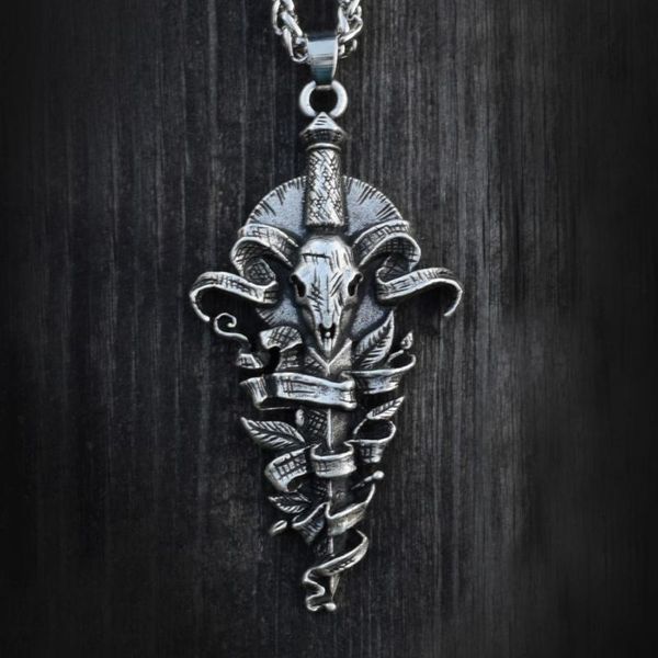 chains punk vintage ram skull and sword pendant men gothic gifts party sanlan jewelry, Silver
chains punk vintage ram skull and sword pendant men gothic gifts party sanlan jewelry, Silver
