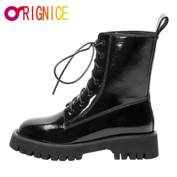 boots orignice arrival genuine leather motorcycle ankle rubber women flat platform round toe lace up autumn shoes black
boots orignice arrival genuine leather motorcycle ankle rubber women flat platform round toe lace up autumn shoes black