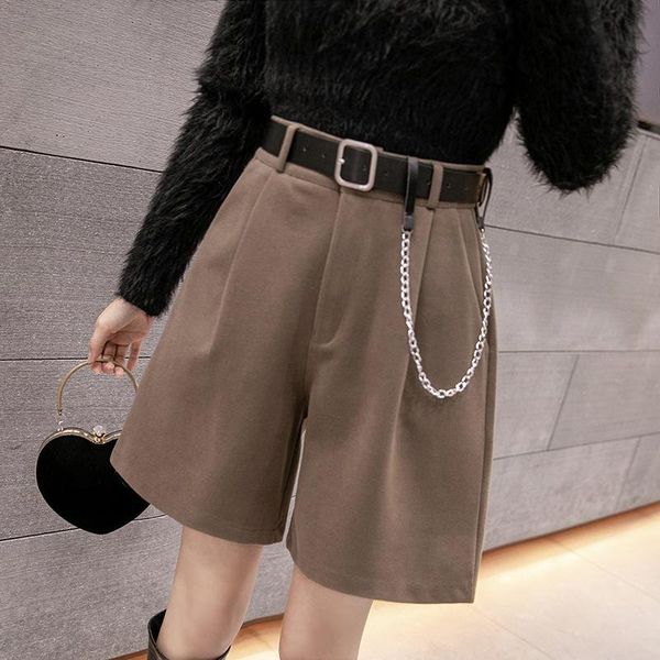 women's shorts woollen suit 2021 high waist wide leg pants casual slim short women fashion pocket, White;black
women's shorts woollen suit 2021 high waist wide leg pants casual slim short women fashion pocket, White;black