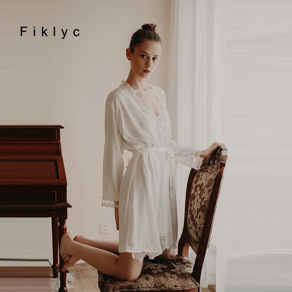 women's sleepwear fiklyc long sleeve fashion summer lace faux silk robe gown pyjamas sets luxury ladies wedding pajamas, Black;red
women's sleepwear fiklyc long sleeve fashion summer lace faux silk robe gown pyjamas sets luxury ladies wedding pajamas, Black;red