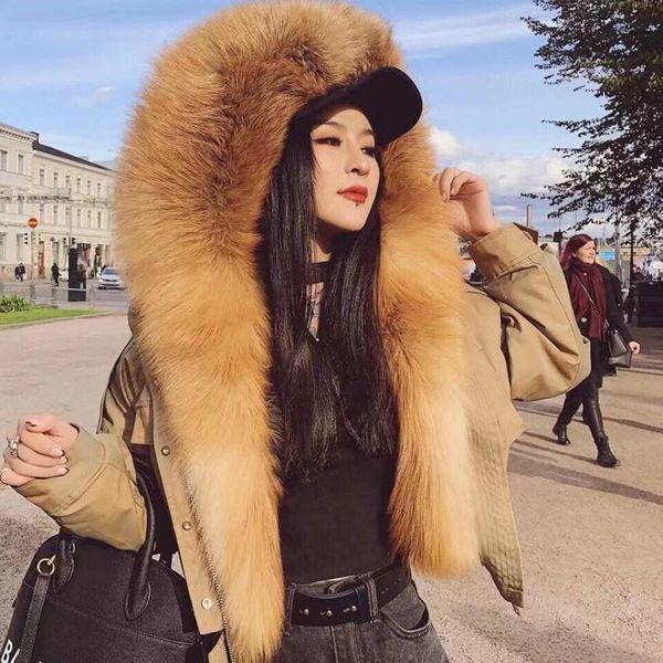 women's fur & faux 2021 big collar hooded short jacket thick lining winter warm parka high-end coat, Black
women's fur & faux 2021 big collar hooded short jacket thick lining winter warm parka high-end coat, Black