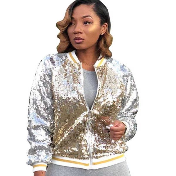 women's jackets glitter sequin basic jacket women autumn long sleeve zipper shining lentejuela bomber baseball club party, Black;brown
women's jackets glitter sequin basic jacket women autumn long sleeve zipper shining lentejuela bomber baseball club party, Black;brown