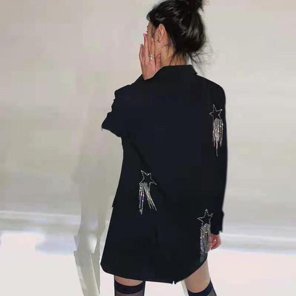2021 spring new heavy industry beading diamonds tassels chain decoration temperament fashion blazer coat women s732, White;black
2021 spring new heavy industry beading diamonds tassels chain decoration temperament fashion blazer coat women s732, White;black