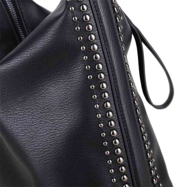 za women's 2021 new black soft tote portable spike one shoulder bucket large capacity shopping bag
za women's 2021 new black soft tote portable spike one shoulder bucket large capacity shopping bag