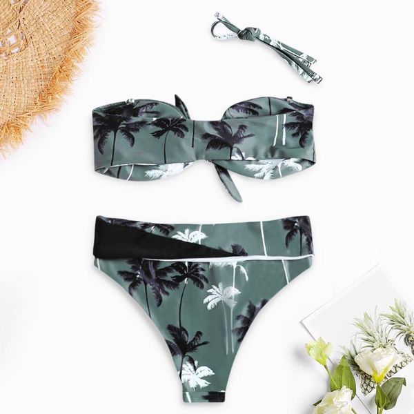 women's swimwear women print wire padded bikini set, White;black
women's swimwear women print wire padded bikini set, White;black