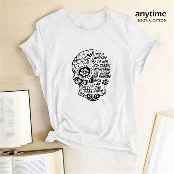 women's t-shirt prime cotton skull flowers they whispered to her printing t-shirts clothes graphic tee aesthetic shirts for women goth, White
women's t-shirt prime cotton skull flowers they whispered to her printing t-shirts clothes graphic tee aesthetic shirts for women goth, White