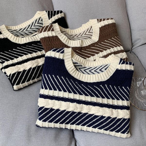 new autumn 2021 o-neck striped long sleeve sweater winter casual women pullovers pull femme u482, White;black
new autumn 2021 o-neck striped long sleeve sweater winter casual women pullovers pull femme u482, White;black