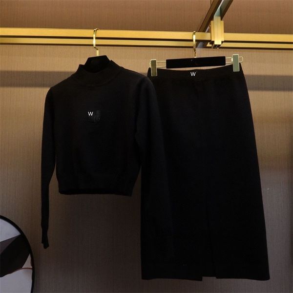women two piece dress with letter knitting suit female long sleeve knitted black simple two sets autumn winter, White
women two piece dress with letter knitting suit female long sleeve knitted black simple two sets autumn winter, White